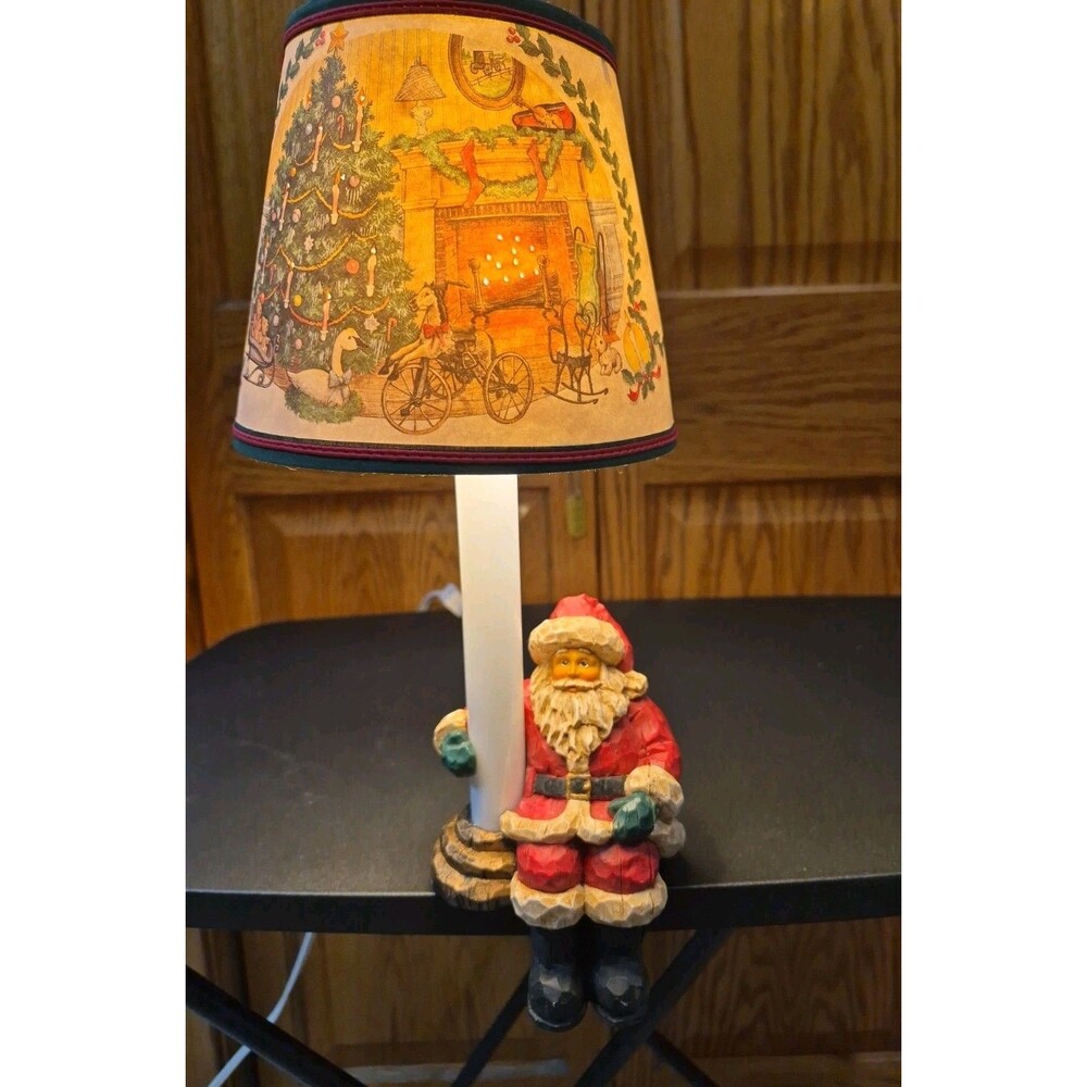 Santa Shelf Sitter Candlestick Lamp For Windowsill Christmas Décor Electric Plug